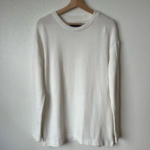 Zara Man Terrycloth White Long-Sleeved Shirt